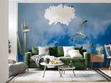 Image of 3D Sky Bird Wallpaper Wall Mural Removable Self-adhesive 1949