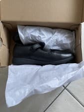 Image of Clarks Black Leather Mary Jane School Shoes UK Size 1.5 G Wide Etch Craft Girls