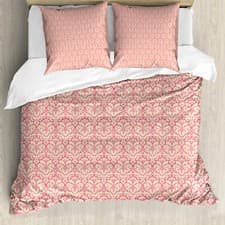 Image of Damask Duvet Cover Monochrome Flower Leaves