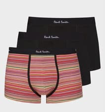 Image of PAUL SMITH Mens Black 3 Pack Boxer Trunks SIZE LARGE BNIB Signature Stripe