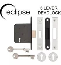 Image of Eclipse Chrome Face 3 Lever Mortice DeadLock 3inch 76mm Case Depth