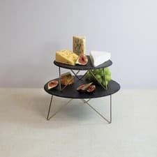 Image of Artesa 2 Tier Slate Serving Platter Stand Cheese Board cake Stand Party BNIB