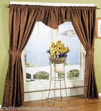 Image of Window in a Bag Curtain Set 5PCS Jacquard Rio Plum New #8512 Creative Linens