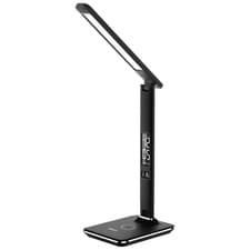 Image of Groov e Ares LED Desk Lamp Touch Control Wireless Charger Clock & Display Black