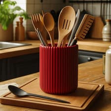 Image of Ribbed Kitchen Utensil Holder, Utensil Basket, Organiser (DEL-0052)