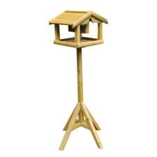 Image of DELUXE WOODEN BIRD TABLE WITH BUILT IN FEEDER FREE STANDING BIRD FEEDING STATION
