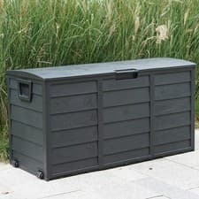 Image of Black 300L Plastic Storage Box Garden Outdoor Shed Utility Cushion Chest Truck