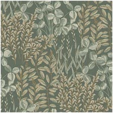 Image of Grandeco Inia Green Red Dark Brown Wallpaper Vinyl Botanical Paste The Wall 