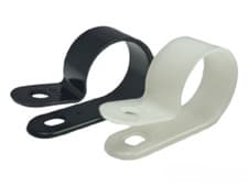 Image of Black & White Nylon Plastic P Clips - High Quality Fasteners for Cable & Tubing