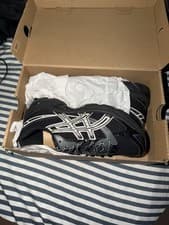 Image of ASICS Men's Black Silver Mesh Lace Up Running Sneakers Athletic Shoes