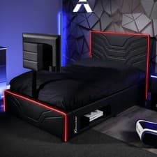 Image of X ROCKER Oracle RGB TV Gaming Bed 32" TV Mount 3ft 4ft 4ft6 Storage LED Lighting