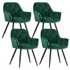 Image of 1.5M Wooden Dining Table / Velvet Chairs Padded Seat Home Kitchen UK