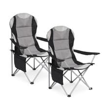 Image of 2X Camping Chairs High Back Padded Folding Chairs w/ Cup Holder & Side Pockets