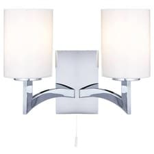 Image of Polished Chrome 2 Lamp Wall Light with White Glass Shades 300mm