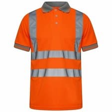 Image of Hi Viz Short Sleeve Polo Shirt High Visibility Reflective Tape Workwear