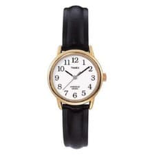 Image of Timex Watch Ladies T20433 Indiglo Easy Reader Black Leather Strap - RRP £50.00