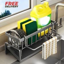 Image of Kitchen Sink Caddy Basket Drain Rack Sponge Dishcloth Holder Storage Organizer