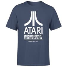 Image of Atari Men’s T-Shirt – Navy Blue Tee – Size L – Retro Gaming Shirt