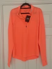 Image of Under Armour Ladies Qualifier Half Zip Long Sleeve Top Tangerine Size Large New