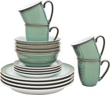 Image of DENBY REGENCY GREEN 16PC DINNER SET FOR 4 STONEWARE