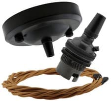 Image of Ceiling Pendant Kit in Matte Black with B22 Lampholder and Flex Colour Choice