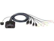 Image of Aten CS22DP - 2-Port USB DisplayPort Cable KVM Switch with Remote Port Selector