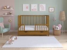 Image of Classic Baby Cot Bed 120x60cm with Drawer & Microfiber Quilted Foam Mattress