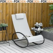 Image of Outdoor Rocking Chair Sun Lounger Recliner Rocker with Pillow Grey