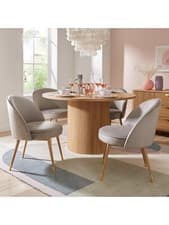 Image of Carina 120cm Round Dining Table & 4 Chairs Oak/Grey  Kitchen Set | Free Delivery