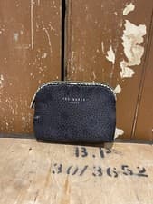 Image of Ted Baker London Make Up Case Black Mix Green White Inside Zip Closure Brand New