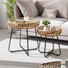 Image of Patio Accent End Coffee Tables PE Wicker Tables