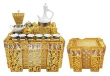 Image of Traditional Ethiopian | Eritrean | Arabs Coffee Table Set, Rekebot (Golden) ረከቦት