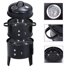 Image of WALPLUS 3-in-1 Charcoal Smoker BBQ Grill 40x80 cm Outdoor Barbecue