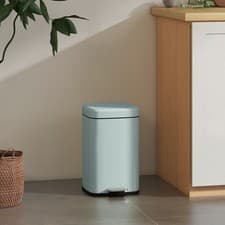 Image of Kitchen Pedal Bin, Metal Rubbish Bin with Soft-close Lid