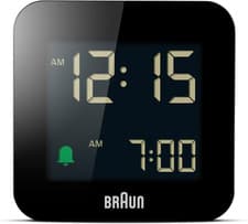 Image of Braun Digital Travel Alarm Clock with Snooze, Compact Size, Negative LCD Display