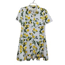 Image of NWT Rachel Zoe Lemon Print Shirt Dress Novelty Preppy Size Medium