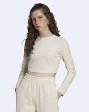 Image of ADIDAS Originals Women's Cropped T-Shirt Long Sleeve ladies 12 Cream Athleisure