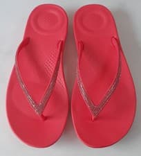Image of FITFLOP IQUSHION SPARKLE SIZE 4/37 PINK RHINESTONE FLIP FLOPS BNWOT