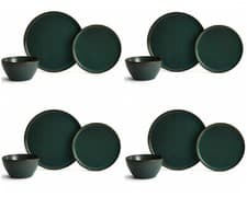 Image of 12Pc Dinner Set Round Crockery Glaze Stoneware Deep Dinning Plates Bowls for 4