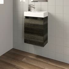 Image of 400mm Wall Hung Slimline Cloakroom Vanity Unit Bathroom Sink Basin Grey White