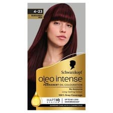 Image of Schwarzkopf Oleo Intense Permanent Oil Colour 4-23 Burgundy Red Hair Dye 100% G