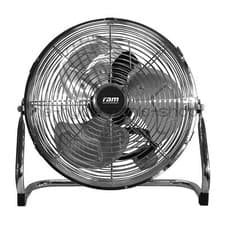 Image of RAM 9" Inch Floor Fan Chrome Metal Air Circulator Movement Hydroponics
