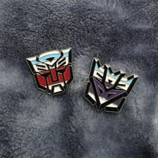 Image of Set of 2 Transformers Optimus Prime Megatron Autobot Gift Metal Enamel Pin Badge