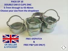 Image of PACK of 10 O CLIPS DOUBLE EAR ZINC (hose clips, pipes, tubes, air, fuel)