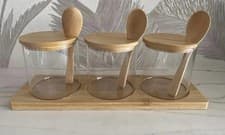Image of spice jars with bamboo lids And Spoons. 300ml, 3pcs Set, Gifts, Storage