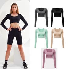 Image of TriDri® Women’s TriDri® ribbed seamless '3D Fit' crop top - Long sleeved