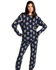 Image of L - 14 Chelsea Peers Pyjama Set Full Leg Top Bottoms Womens Nightwear CPNY-TR-21