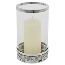 Image of 21cm Clear Glass Candle Votive Tealight Pillar Holder Diamante Base Home Decor