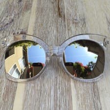 Image of Oversized Large Cat Eye XXL Round Circle Geometric Cut Out Frame Sunglasses 8099
