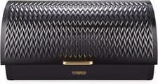 Image of Tower Empire Roll Top Bread Bin, Stainless Steel, Black and Brass, One Size